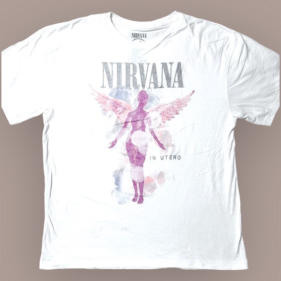 NIRVANA Tops - Nirvana In Utero Tour Oversized Graphic T-Shirt White Unisex S/M